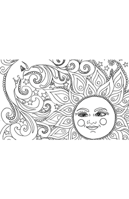 Coloring page Design sun and moon 1