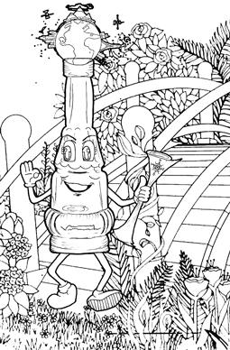 Coloring page Tobias Frogga with background