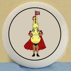 wham-o frisbee with intergalactic messenger sabastian glabyool